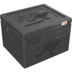 Thermobox Kängabox® Expert GN 1/2, Volumen 10 l, Tragegriffe, stapelbar, mit Deckel, wiederverwendbar, L 390 x B 330 x H 180 mm, EPP, schwarz
