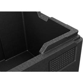 Thermobox Kängabox® Expert GN 1/2, Volumen 10 l, Tragegriffe, stapelbar, mit Deckel, wiederverwendbar, L 390 x B 330 x H 180 mm, EPP, schwarz