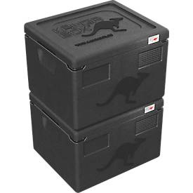 Thermobox Kängabox® Expert GN 1/2, Volumen 15 l, Tragegriffe, stapelbar, mit Deckel, wiederverwendbar, L 390 x B 330 x H 230 mm, EPP, schwarz