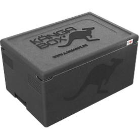 Thermobox Kängabox® Professional GN 1/1, Volumen 39 l, Unterfassgriffe, stapelbar, mit Deckel, EN 10/2011, L 600 x B 400 x H 290 mm, EPP, schwarz