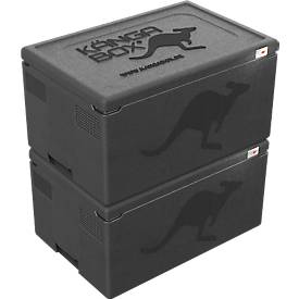Thermobox Kängabox® Professional GN 1/1, Volumen 39 l, Unterfassgriffe, stapelbar, mit Deckel, EN 10/2011, L 600 x B 400 x H 290 mm, EPP, schwarz