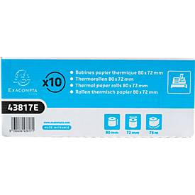 Thermorolle Exacompta, für Kassen, 1-lagig, BPA-frei, FSC-zertifiziert, 48 g/m², L 76 m x B 80 mm, Ø 72 mm, 10 Rollen, weiß