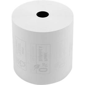 Thermorolle Exacompta, rückseitig bedruckt, 1-lagig, 48 g/m², L 76 m x B 80 mm, Ø 80 mm, 10 Rollen, weiß