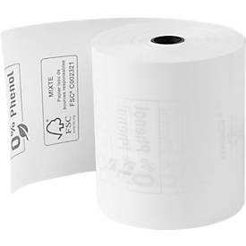 Thermorolle Exacompta, rückseitig bedruckt, 1-lagig, 48 g/m², L 76 m x B 80 mm, Ø 80 mm, 10 Rollen, weiß