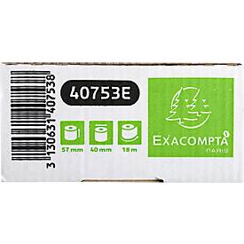 Thermorolle Exacompta, rückseitig bedruckt, 1-lagig, 55 g/m², L 18 m x B 57 mm, Ø 40 mm, 10 Rollen, weiß