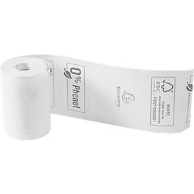 Thermorolle Exacompta, rückseitig bedruckt, 1-lagig, 55 g/m², L 18 m x B 57 mm, Ø 40 mm, 20 Rollen, weiß