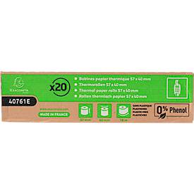 Thermorolle Exacompta, rückseitig bedruckt, 1-lagig, 55 g/m², L 18 m x B 57 mm, Ø 40 mm, 20 Rollen, weiß