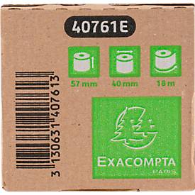 Thermorolle Exacompta, rückseitig bedruckt, 1-lagig, 55 g/m², L 18 m x B 57 mm, Ø 40 mm, 20 Rollen, weiß