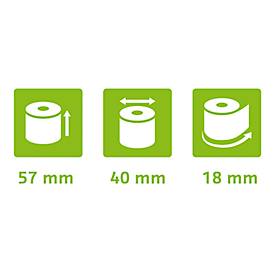 Thermorolle Exacompta, rückseitig bedruckt, 1-lagig, 55 g/m², L 18 m x B 57 mm, Ø 40 mm, 20 Rollen, weiß