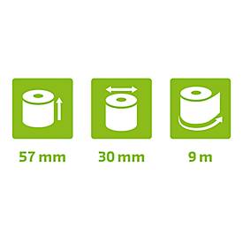 Thermorolle Exacompta, rückseitig bedruckt, 1-lagig, 55 g/m², L 9 m x B 57 mm, Ø 30 mm, 20 Rollen, weiß