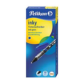 Tintenroller Pelikan Inky, blauschreibend, Strichbreite 0,5 mm, Tintenreglersystem & Sichtfenster, Kappenverschluss, Kunststoff, blau
