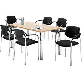 Tisch mit 4 oder 6 Besucherstühlen SET