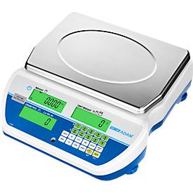 Tisch-Zählwaage Adam CCT 16UH, Wägebereich 0,1 g-16 kg, LC-Display, RS-232, Netzanschluss/Akku, B 326 x T 355 x H 115 mm, Edelstahl, weiß-blau