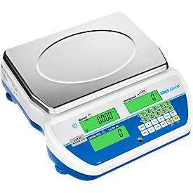 Tisch-Zählwaage Adam CCT 20M, Wägebereich 5 g-20 kg, LC-Display, RS-232, Netzanschluss/Akku, B 326 x T 355 x H 115 mm, Edelstahl, weiß-blau