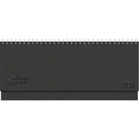 Tischkalender Korsch Edition Natur 2026, Querformat, 128 Seiten, Wochenübersicht, Kalendarium für D/GB/F/I, B 298 x H 105 mm, Naturkarton, schwarz