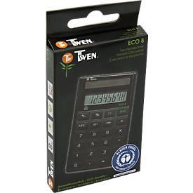 Tischrechner Twen Eco 8, solarbetrieben, 8-stelliges Display, 37 g, Vorzeichenwechsel, 1 Speicher