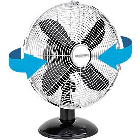 Tischventilator Metal Black 12', 40 W, 3 Geschwindigkeiten, schwenkbar, Schwarz/Chrom