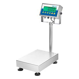 Tischwaage ae ADAM Gladiator GGB 75, ungeeicht, wasserfest, Ablesbarkeit 2 g/Wägebereich bis 75 kg, RS-232, LED, Netz-/Akkubetrieb, Edelstahl