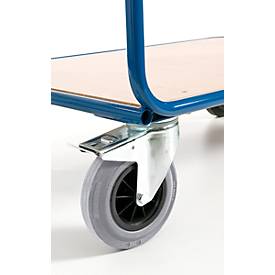 Tischwagen, 2 Etagen, bis 500 kg, TPE-Bereifung, Stahl pulverbeschichtet enzianblau RAL 5010, L 1000 x B 700 mm