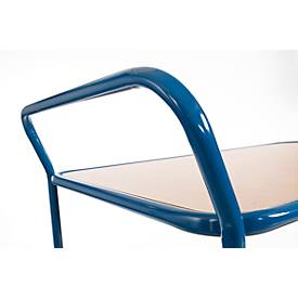 Tischwagen, 2 Etagen, bis 500 kg, TPE-Bereifung, Stahl pulverbeschichtet enzianblau RAL 5010, L 1000 x B 700 mm