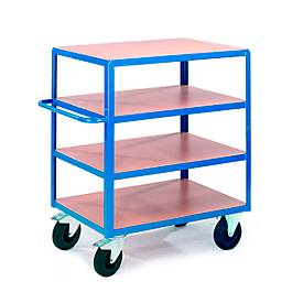Tischwagen, 4 Ladeflächen, 1200 x 800 mm, Tragkraft 500 kg, für Produktion und Werkstatt