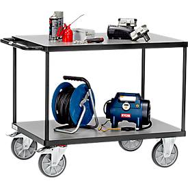 Tischwagen "Grey Edition", Stahl/Holz, 2 Etagen, L 1000 x B 600 mm, bis 600 kg, anthrazitgrau/mittelgrau