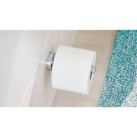 Toilettenpapier-Ersatzrollenhalter tesa® SMOOZ, verchromt, rundes Design, ohne Bohren, inkl. Klebelösung, B 50 x T 125 x H 50 mm