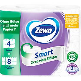 Toilettenpapier Zewa Smart, weiß, 3-lagig, 300 Blatt pro Rolle, 4 Rollen