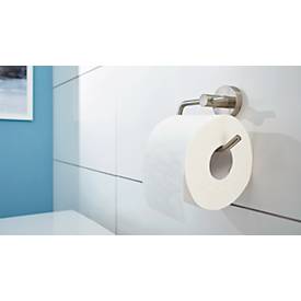 Toilettenpapierhalter tesa Moon, Befestigung ohne Bohren, inkl. Klebelösung, ablösbar, Edelstahloptik