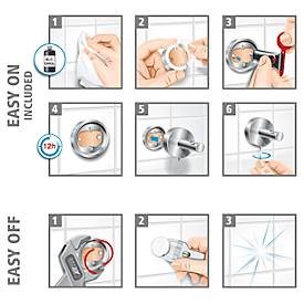 Toilettenpapierhalter tesa Moon, Befestigung ohne Bohren, inkl. Klebelösung, ablösbar, Edelstahloptik