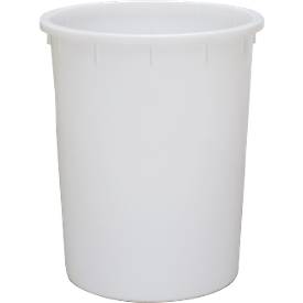 Tonne, mit Griffen, 200 l, Ø 670 x H 805 mm, lebensmittelecht, temperaturbeständig, stapelbar, recycelbares HDPE, weiß