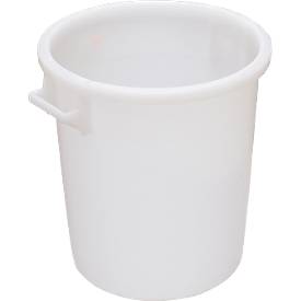 Tonne, mit Griffen, 35 l, Ø 390 x H 410 mm, lebensmittelecht, temperaturbeständig, stapelbar, recycelbares HDPE, weiß