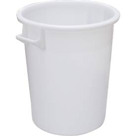 Tonne, mit Griffen, 75 l, Ø 482 x H 570 mm, lebensmittelecht, temperaturbeständig, stapelbar, recycelbares HDPE, weiß