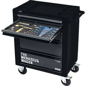 Tool trolley, 140 pcs., sheet steel/ABS, 5 drawers, lockable, with handle