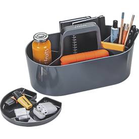 Toolbox HAN Loft, tragbar, mit 4 Fächern, herausnehmbare Ablageschale, B 330 x T 179 x H 175 mm, Kunststoff, granitgrau