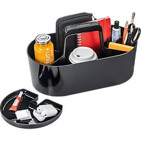 Toolbox HAN Loft, tragbar, mit 4 Fächern, herausnehmbare Ablageschale, B 330 x T 179 x H 175 mm, Kunststoff, schwarz