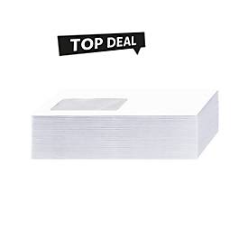 Top Deal Sparset Briefumschläge, DIN lang, selbstklebend, mit Fenster, weiß, 1000 Stück