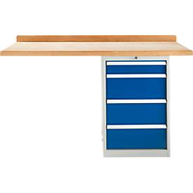 TOP-Werkbank, Werkbankschrank, 4 Schübe, Anbaueinheit, 1500 mm breit