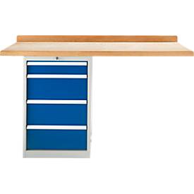 TOP-Werkbank, Werkbankschrank, 4 Schübe, Anbaueinheit, 1500 mm breit
