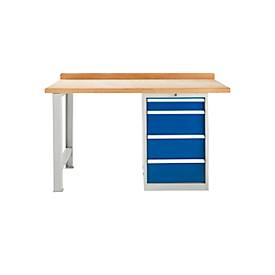 TOP-Werkbank, Werkbankschrank, 4 Schübe, Anbaueinheit, 1500 mm breit