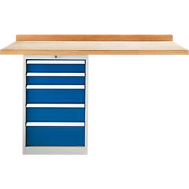 TOP-Werkbank, Werkbankschrank, 5 Schübe, Anbaueinheit, 1500 mm breit