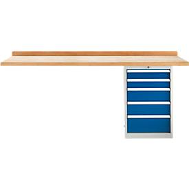TOP-Werkbank, Werkbankschrank, 5 Schübe, Anbaueinheit, 2000 mm breit 