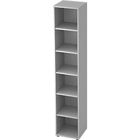 TOPAS LINE boekenkast, spaanplaat, 6 OH, 5 legborden, B 400 x D 400 x H 2156 mm, lichtgrijs