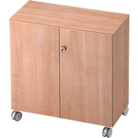 TOPAS LINE rolkast, 2 dossierhoogtes, afsluitbare deuren, notendecor/noten decor