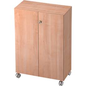 TOPAS LINE rolkast, 3 dossierhoogtes, afsluitbare deuren, notendecor/noten decor