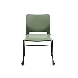 Topstar Besucherstuhl VISIT LITE, ohne Armlehnen, stapelbar bis 12 Stück, B 440 x T 410 x H 450 mm, Kunststoff/Stahl, olivgrün/schwarz, 4 Stück
