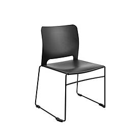Topstar Besucherstuhl VISIT LITE, ohne Armlehnen, stapelbar bis 12 Stück, B 440 x T 410 x H 450 mm, Kunststoff/Stahl, schwarz/schwarz, 4 Stück