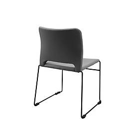 Topstar Besucherstuhl VISIT LITE, ohne Armlehnen, stapelbar bis 12 Stück, B 440 x T 410 x H 450 mm, Stoff/Stahl, grau/schwarz, 4 Stück