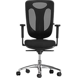 Topstar Bürostuhl Net Pro 100, mit Armlehnen, Punktsynchronmechanik, Bandscheibensitz, Netzrücken, Stiftung Warentest GUT 2,3, schwarz/alusilber