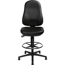 TOPSTAR Bürostuhl POINT 70 Counter, Fußring & Bodengleiter, Höhen- und neigungsverstellbar, Permanentkontakt, Lendenwirbelunterstützung, Kunstleder, schwarz